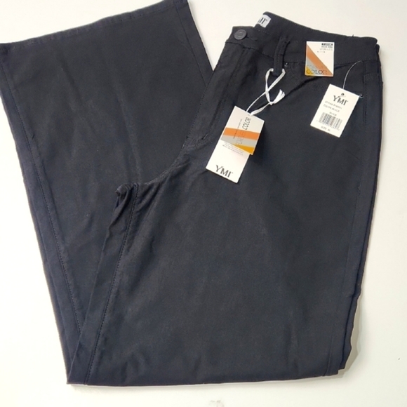 YMI Black Wide Leg Pants High-Rise Waist Forever Color - Picture 3 of 11